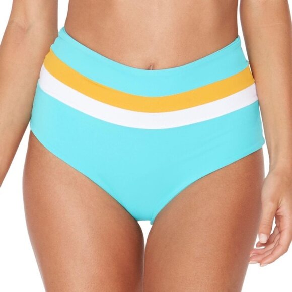 L*Space NWT $99 XS Portia Stripe Reversible Bikini Bottom Aruba Blue - Picture 1 of 3